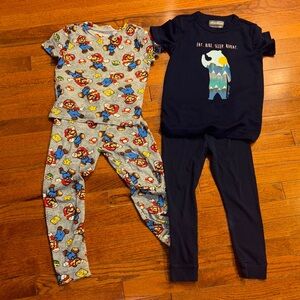 Kids Pajamas Set - Super Mario Fun Character Print and Navy Blue 6T bundle